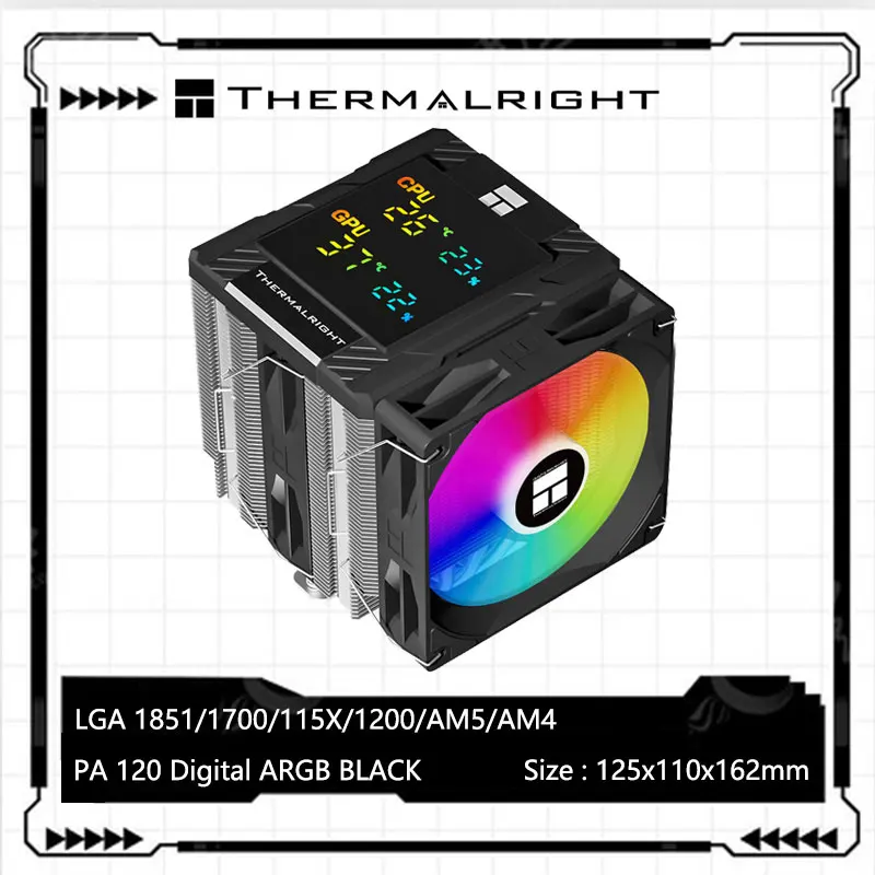 Thermalright Peerless Assassin 120 Digital Chassis Air Cooling Radiator，CPU/GPUmonitorowanie jednoczesne/podpora LGA1851/1700/AM5