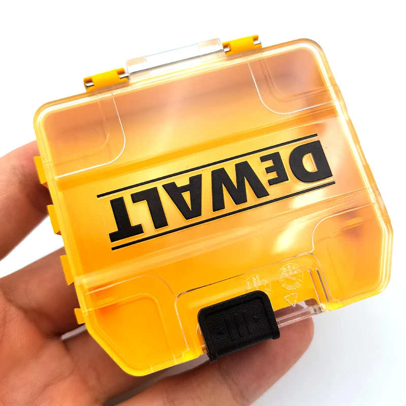 DEWALT Original Drill Bits Mini Containment Box Yellow Shell Sliding Switch Small Tough Case 74*67*17MM 1PCS