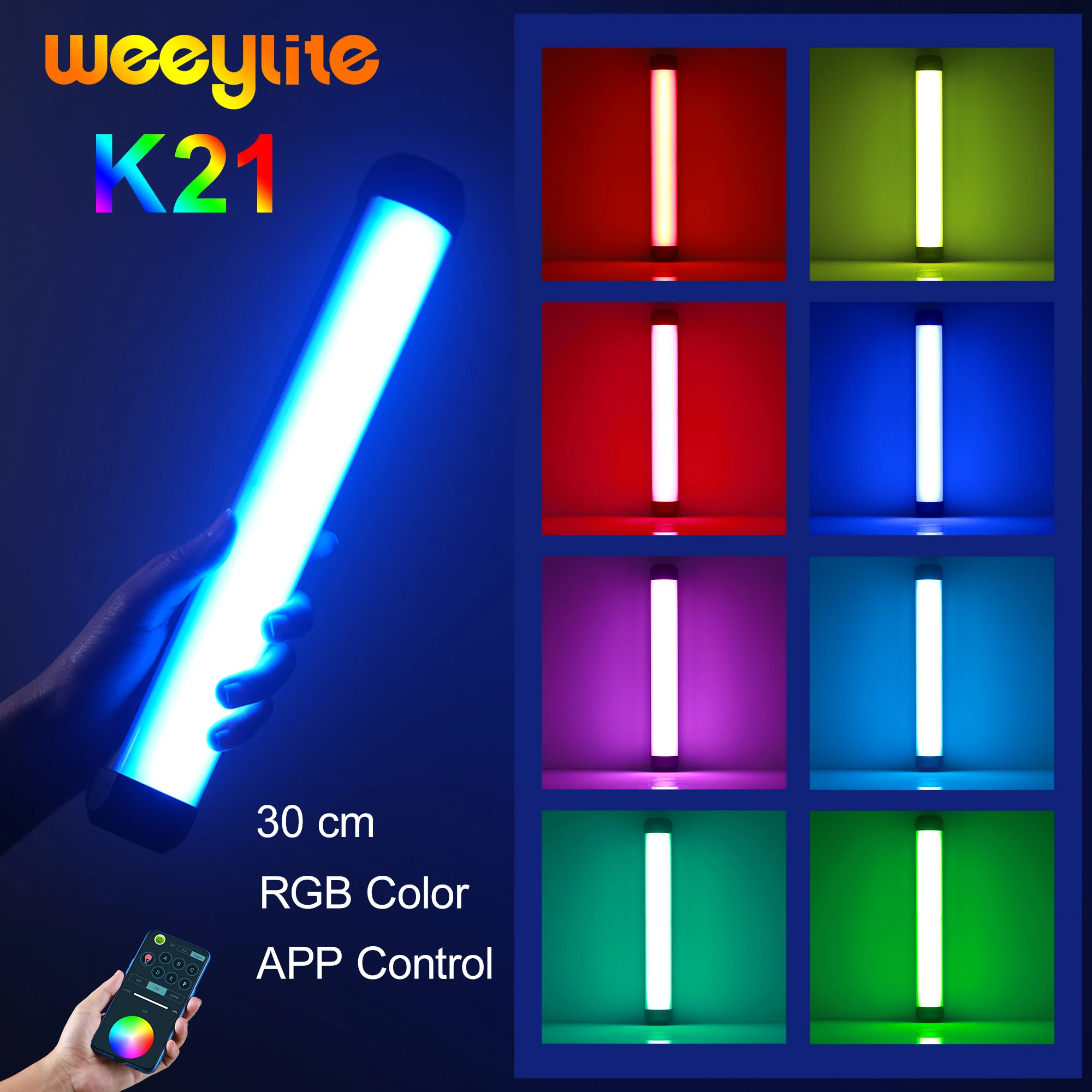 

Weeylite K21 8W Photography light Stick RGB LED Handheld Video Selfie Photo Fill Soft Lamp Lights with Tripod APP Control