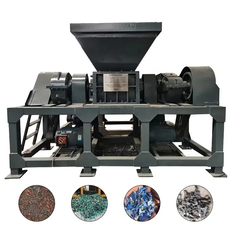 Metal Plastic Crusher Double Shaft Pet Bottle Grinding Multipurpose Tire Shredder Tyre Crushing Machine
