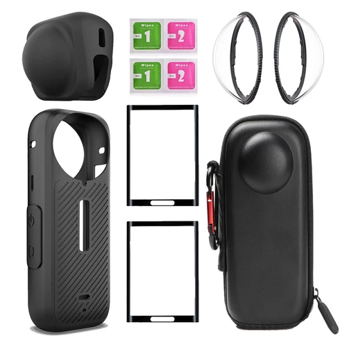 Para Insta360 X5 X4 protectores de lentes + bolsa de almacenamiento + película protectora de pantalla para Insta 360 X4 X5 Protector de lente accesorio antiarañazos