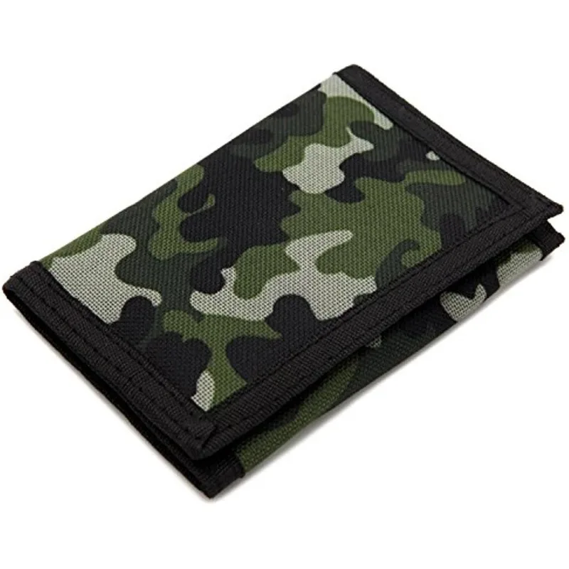 Carteras de camuflaje, cartera informal triple para hombres, hombres, mujeres, jóvenes, novedad, monedero, monedero con cremallera, tarjetero de identificación, bolsillo para niños