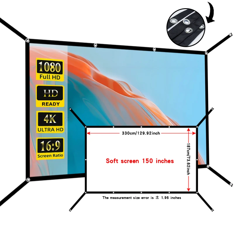 60-150 inch 16:9 projection screen portable foldable white soft screen movable large screen - extended version