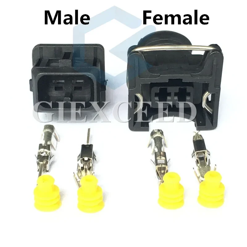 2 Sets 2 Pin AC Assembly EV1 282189-1 282762-1 Auto Waterproof Electrical Wire Connector Plug Fuel Injector Socket Adapters