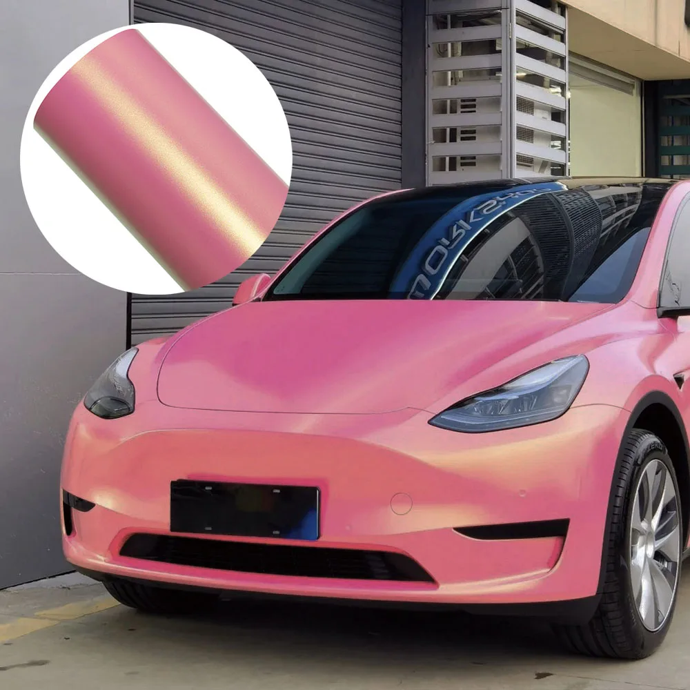 Car Vinyl Wrap Film Matte Diamond Gold Pink Waterproof Self‑Adhesive PET Auto Color Change Decal PVC Sticker for Car Motorcycle