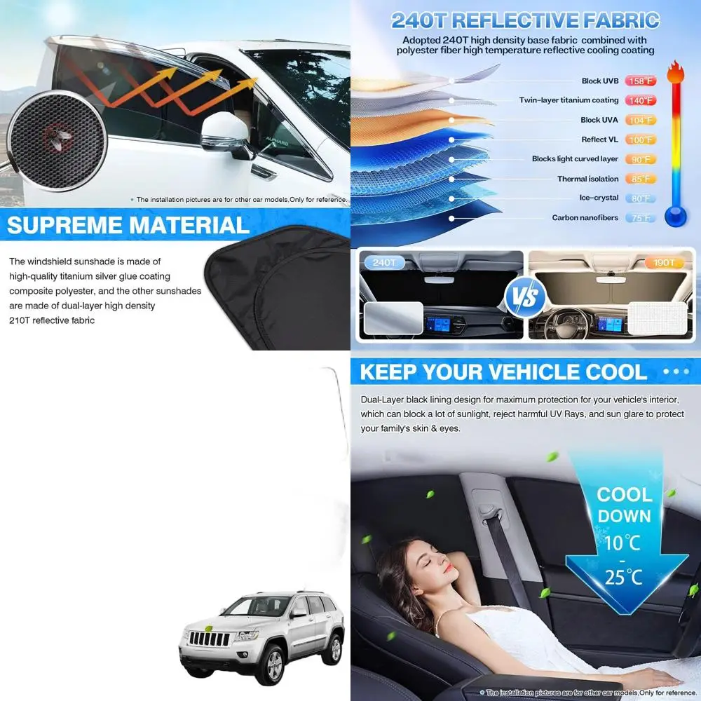 

Universal Sunshade Set for 2011-2021 Grand Cherokee - UV Protection, Foldable, 8-Piece