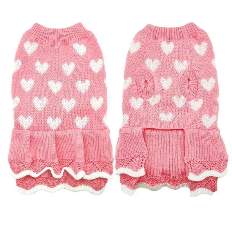 Wholesale Pet Heart Knit Sweater: Round Neck Slim-Fit for Dogs & Cats