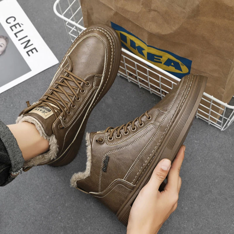 

Snow Sport Boots for Men Lace Up Platform Sale Brands Fur Casual Winter Sneaker Shoes Man Comfortable Waterproof Work Offer