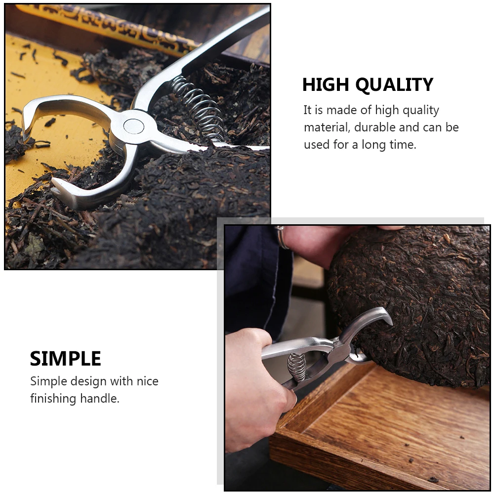 

Stainless Steel Tea Tong Silver Practical Tea Cake Clamp Opening Tool for Pu'er Lovers Flexible Handle