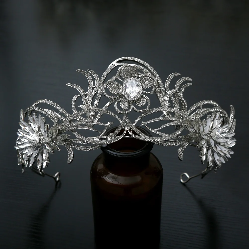 

NiuShuya Royal Queen Flower Hair Crown Diadem Unique Style Women Bridal Wedding Tiaras Hair Dress Jewelry Accessories