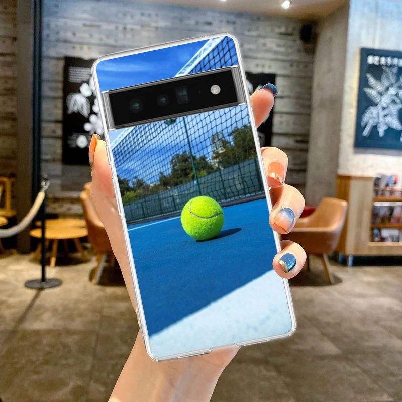 Tennis Ball Phone Case For Google Pixel 8 7 6 Pro Soft TPU Shell For Pixel 6A 5 4 5A 4A 3A XL 5G Silicone Shockproof Clear Cover image 5