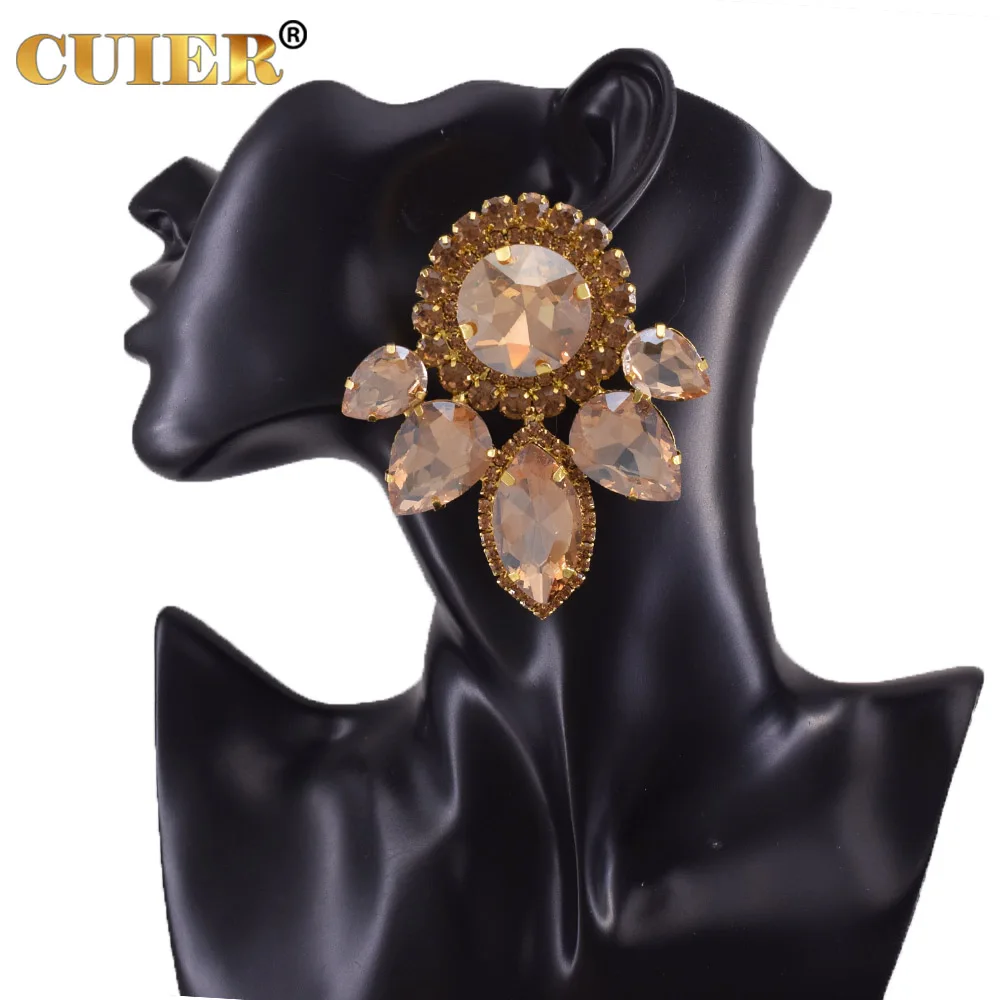 CuiEr Champagne Jewelry Set Earring Clip on Ring  for Women Drag Queen Special Gift for Wedding Fashion TV Shows