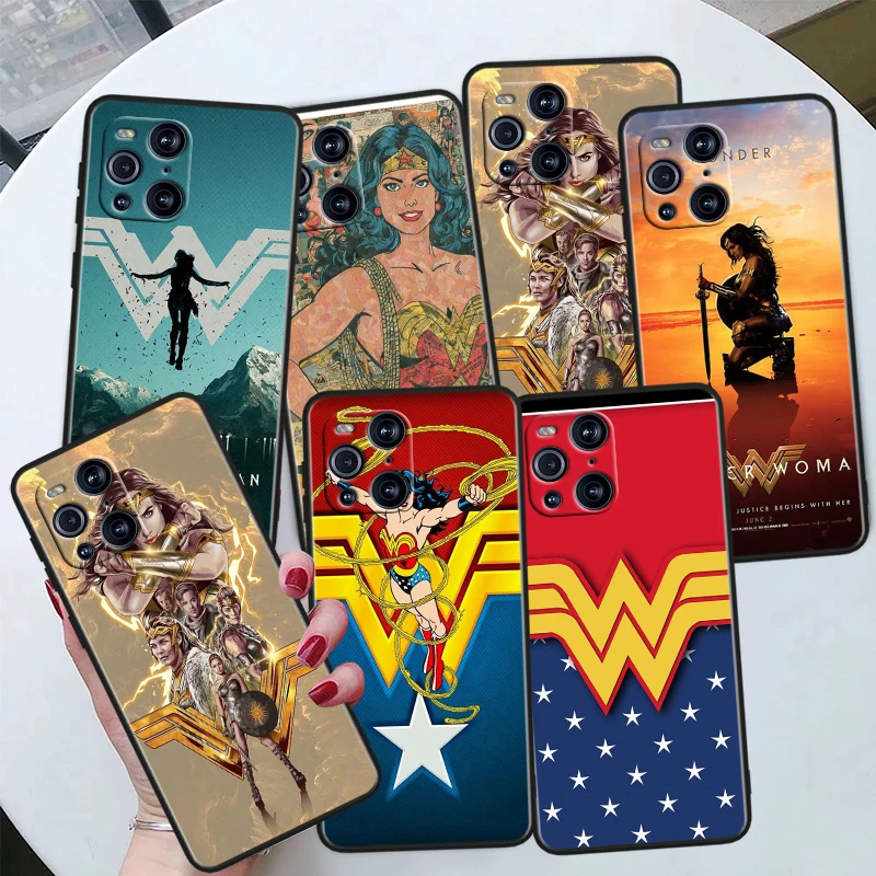 Wonder Woman Cute For OPPO Find X6 X5 X3 X2 F21S F21 Pro Lite Neo Black Silicone Soft Cover Capa Phone Case