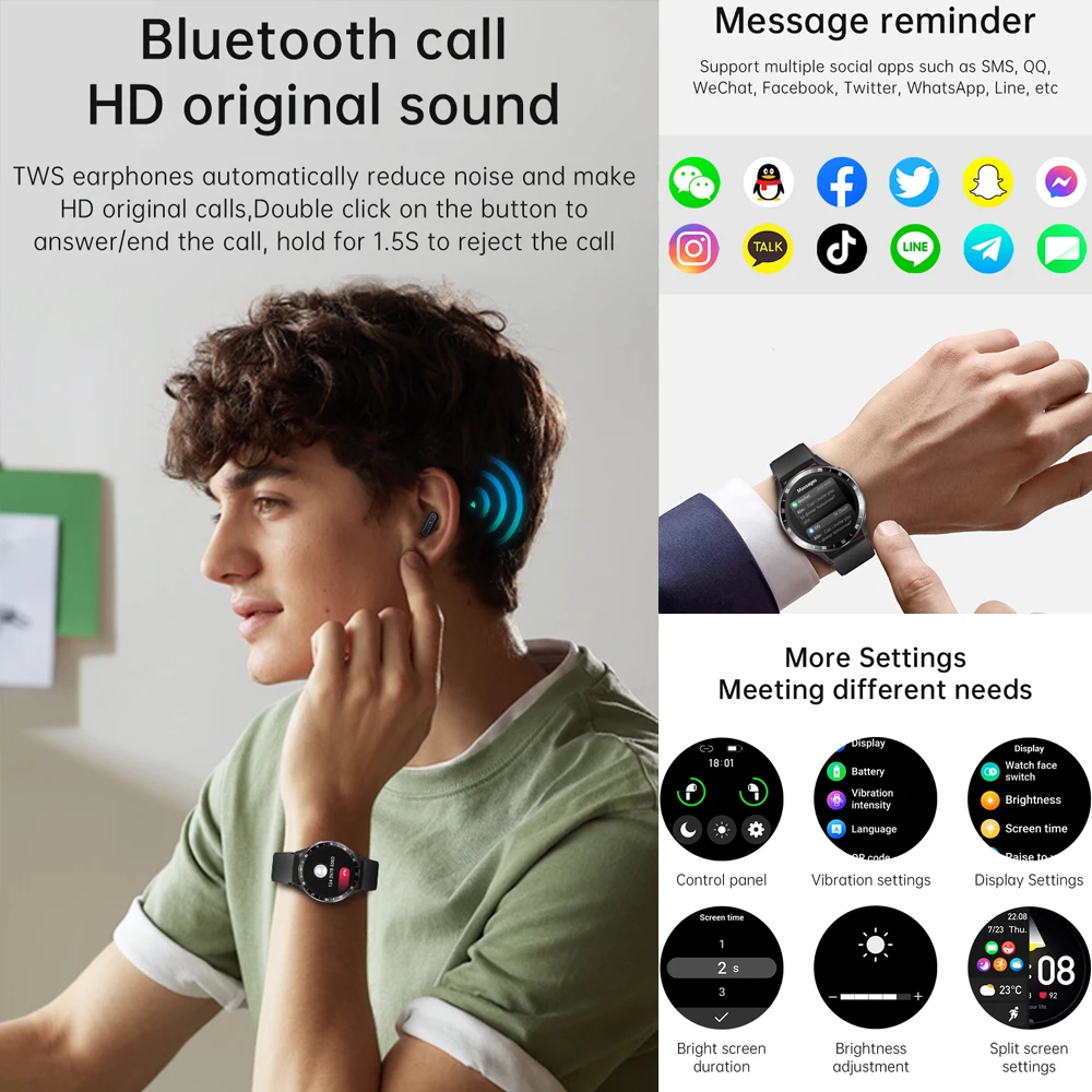 For HUAWEI 2024 X10 New 2 in 1 Smart Watch With Earbuds Smartwatch TWS Bluetooth Earphone Heart Rate Health Monitor Sports Clock