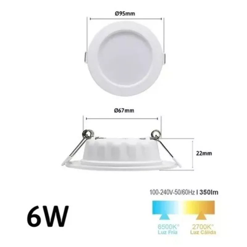 6W embedded circular white light DI 15PZS  white ceiling light