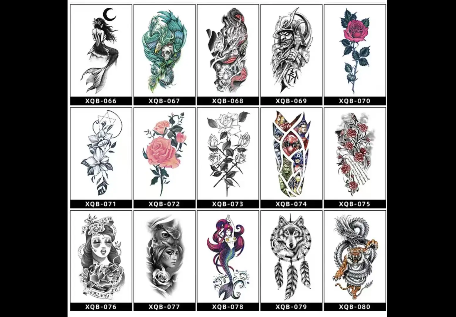 Factory Wholesale Cross Border Black And White Flower Tattoo Stickers Full Arm Customizable With Pictures Plain Flower Animal Co view 5