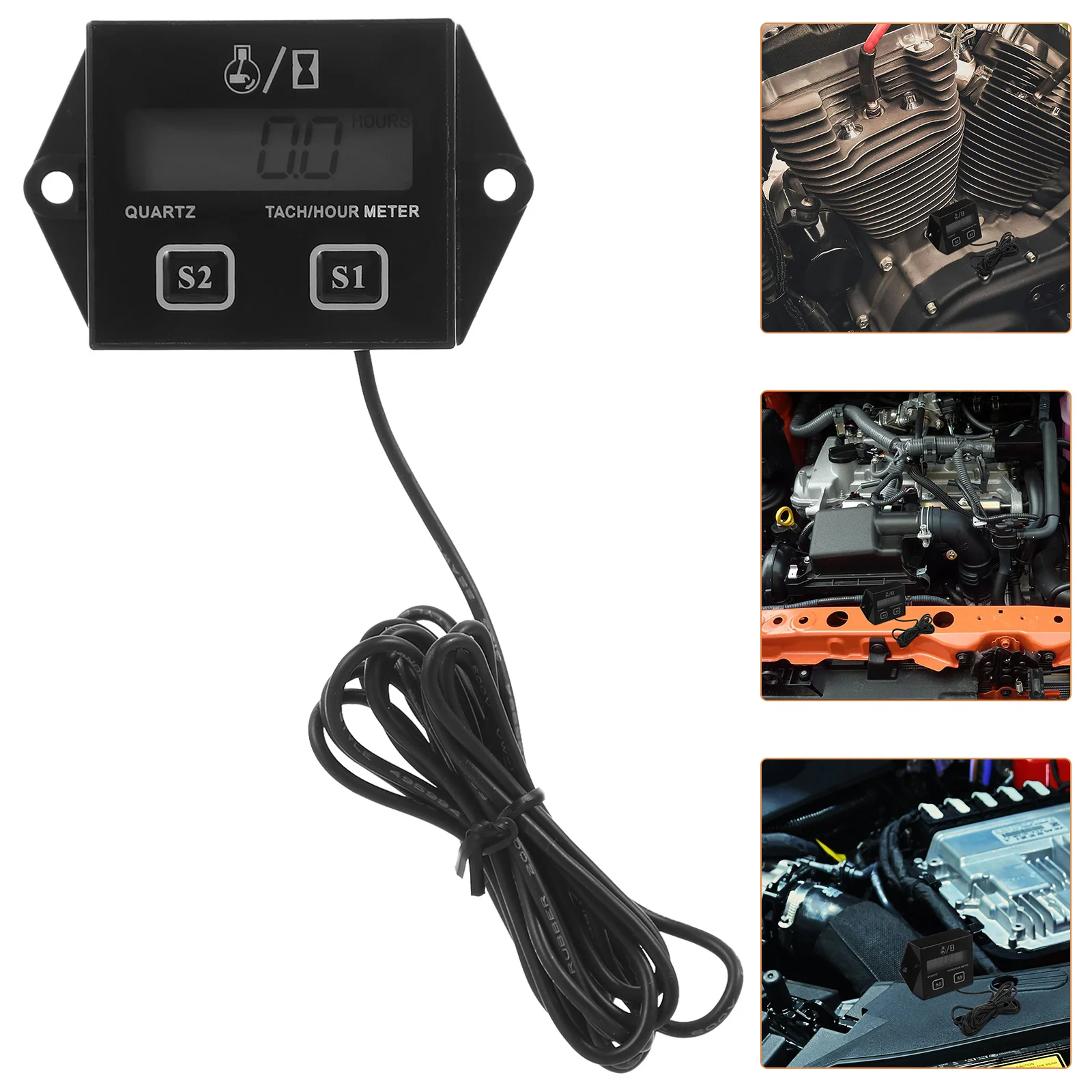 

1Set Digital Display Chainsaw Tachometer Pulse Speedometer for Small Engine Motorcycle Lawn Mower Atv Durable Accurate