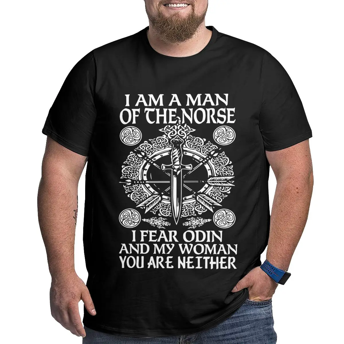 

I am a Man of the Norse Odin T Shirts for Big and Tall Men Novelty T-shirt Cotton Plus Size Top Tees