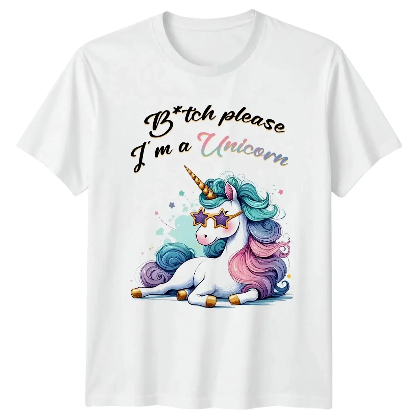 B tch Please Im A Unicorn Damen T Shirt Einhorn Neuheit Geburtstag Geschenk für Sie vintage Washed Unisex Stylish