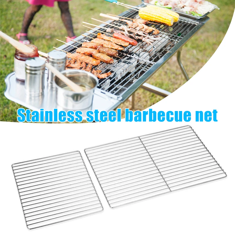 Barbecue BBQ Grill Net Stainless Steel Rack Grid Grate Replacement for Camping Cast Iron Grill Camping Grill Portable Grill