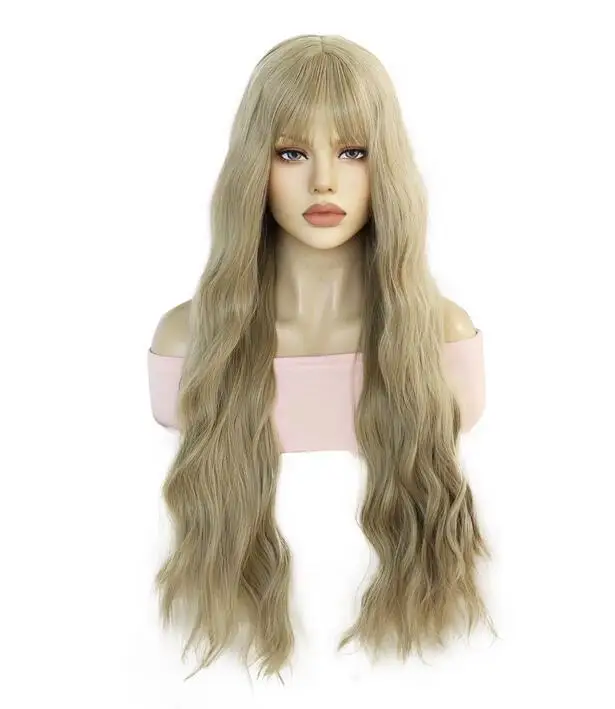 Synthetic Hair 32 Inch Super Long Flaxen Wavy Anime Halloween Carnival Comic Exhibition Cosplay Hair Natural COS Wig