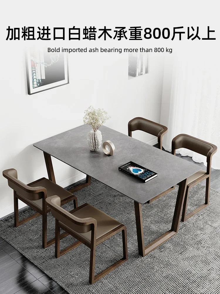 

Nordic solid wood slate new modern simple small household with one table and four chairs rectangular dining table for home use