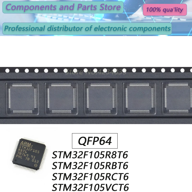 1PCS  STM32F105R8T6 STM32F105RBT6 STM32F105RCT6 STM32F105VCT6 STM32F105 QFP64 New Original Stock