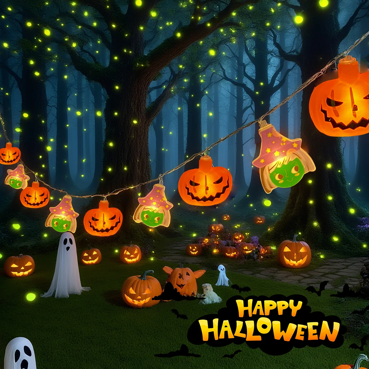 1 قطعة 20 LED هالوين الساحرة واليقطين سلسلة أضواء بطارية تعمل بالطاقة للمنزل ساحة غرفة نوم الجدول شجرة عطلة ديكور الحفلات