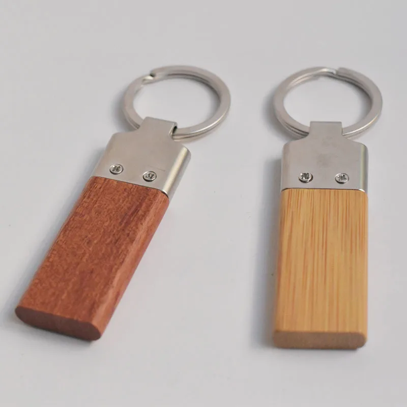 Metal and Wooden Keychain To Customize Simplicity Solid Color Wooden Pendant Key Chain Creative LOGO Custom Gift for Parent