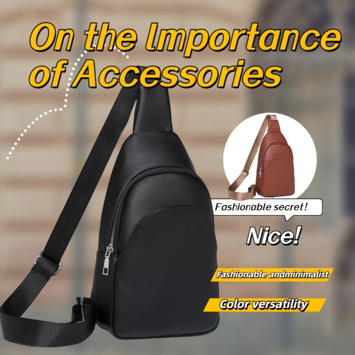 男性用クロスボディチェストバッグ,スタイリッシュで安全,日常使用のための用途が広い