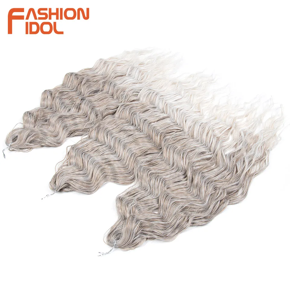 FASHION IDOL 24 Zoll Deep Wave Kunsthaar zum Flechten, Ombre Blonde Twist Crochet Lockenhaar für Alltag & Cosplay – Detail 3