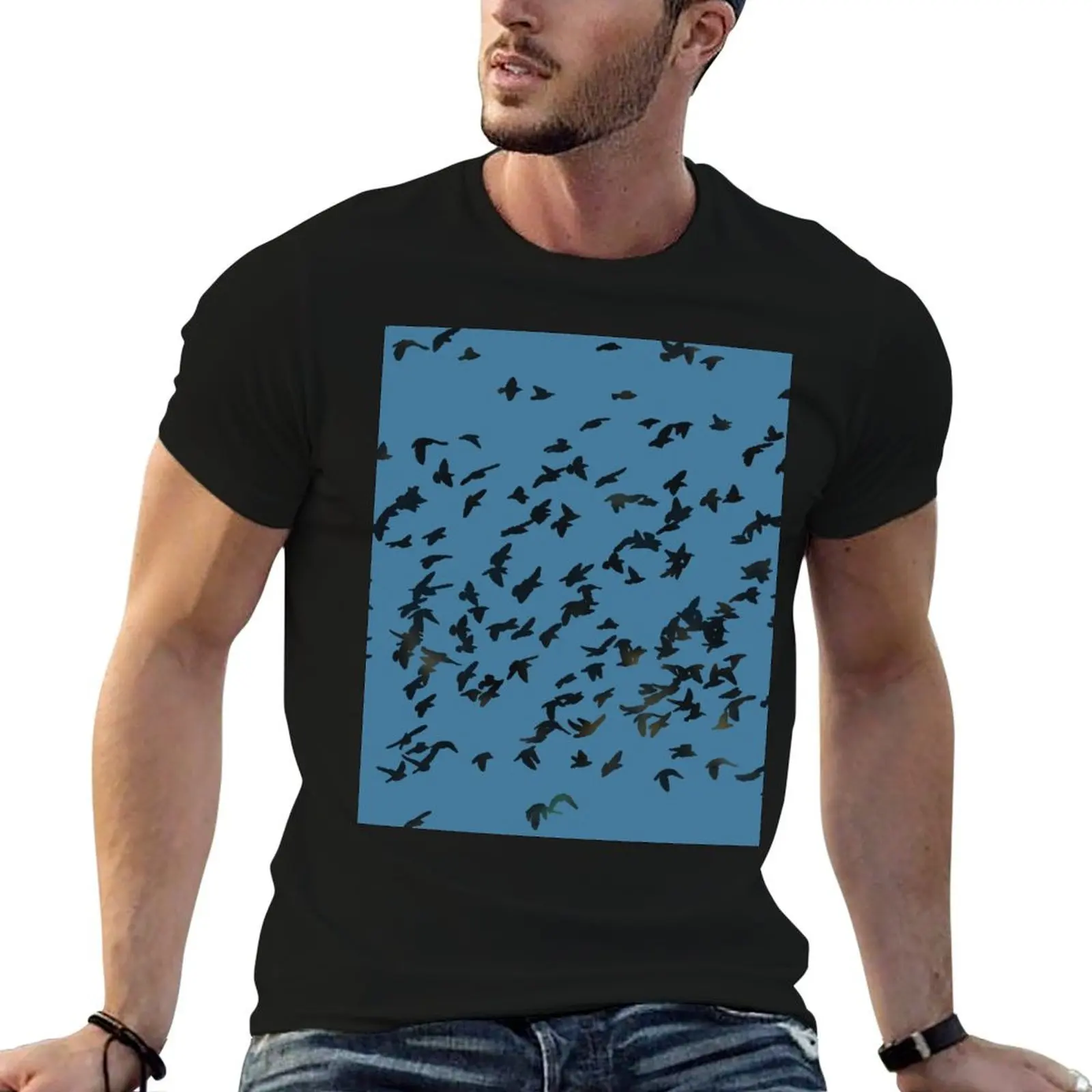 Bird Flock T-Shirt Casual Loose Fit Short Sleeve T-Shirt
