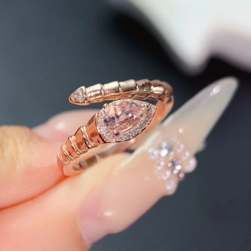 

Модное серебряное кольцо 925 пробы с натуральным морганитом 4х6 мм, с сертификатом, позолоченное 18-каратным золотом, ювелирное изделие из серебра с морганитом