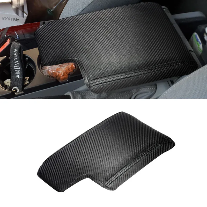 

For BMW 3 Series E46 1998-2005 Microfiber Leather Center Console Lid Armrest Box Cover Protective Trim Carbon Texture-black line