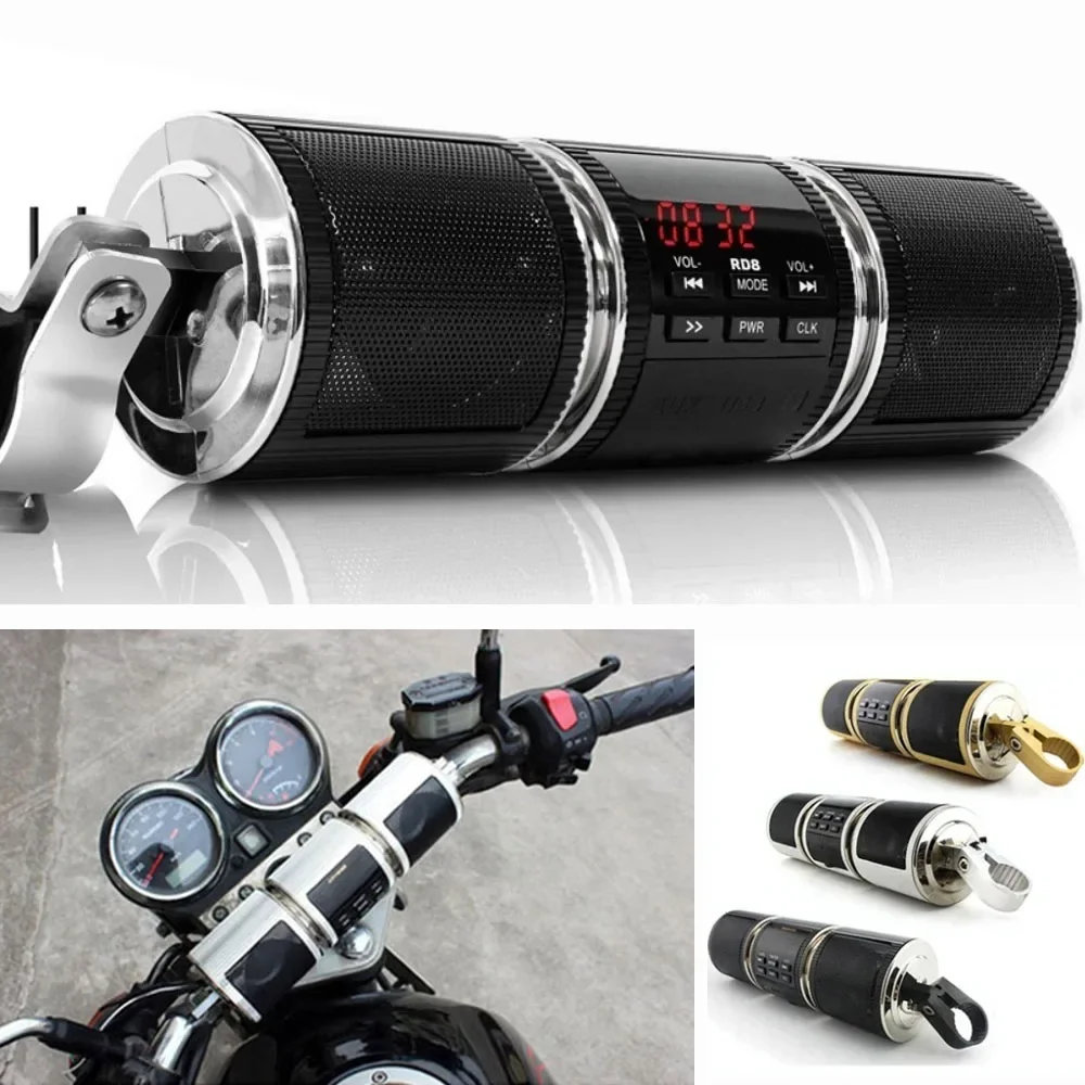 Portable Motorcycle Speaker Bluetooth Audio Water-resistant Motorbike Stereo Speaker Moto FM Radio