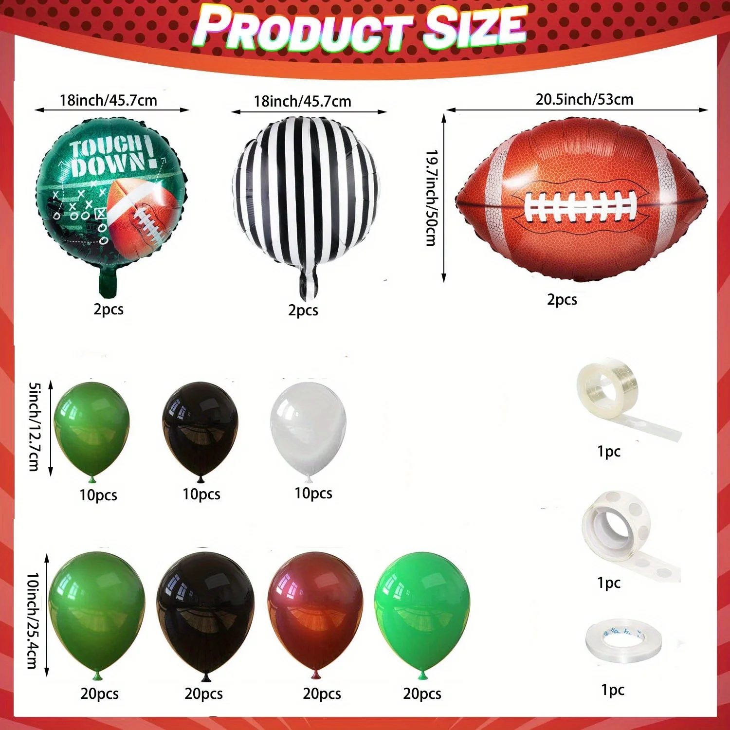 119pcs Rugby Balloon Set Suitable for Birthday Background Outdoor Sports Graduation Ceremony Anniversary Party Spring and Summer