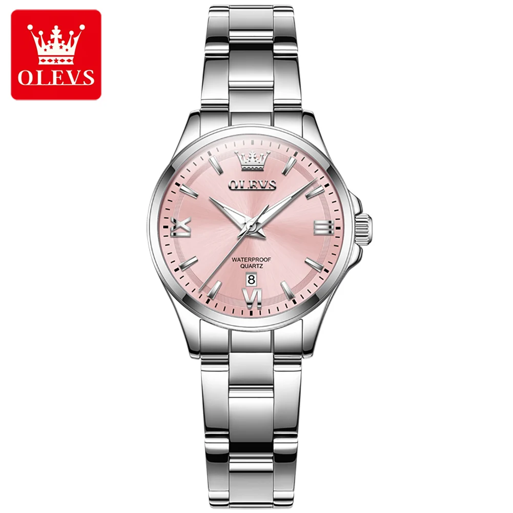 OLEVS Quartz Watches for Women Elegant Delicate Women Watch Original Solid Steel Strap Waterproof Date Ladies Wristwatches 3668
