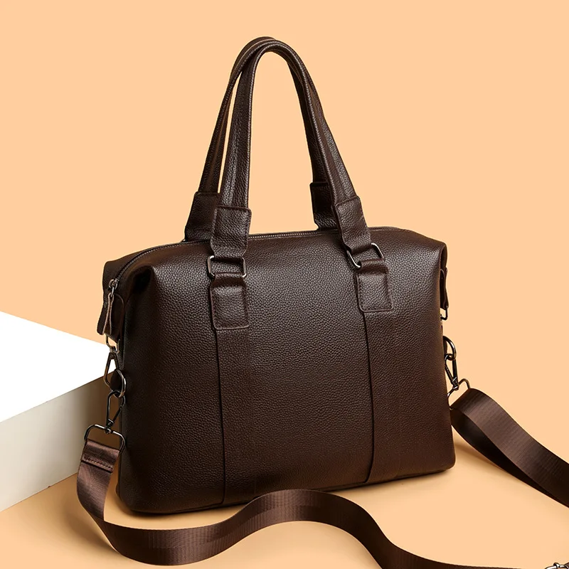 New Business Laptop Bags Cow Genuine Leather Men's Briefcase Luxury Brand Male Handbags Men Messenger 14 Inch Computer Bag