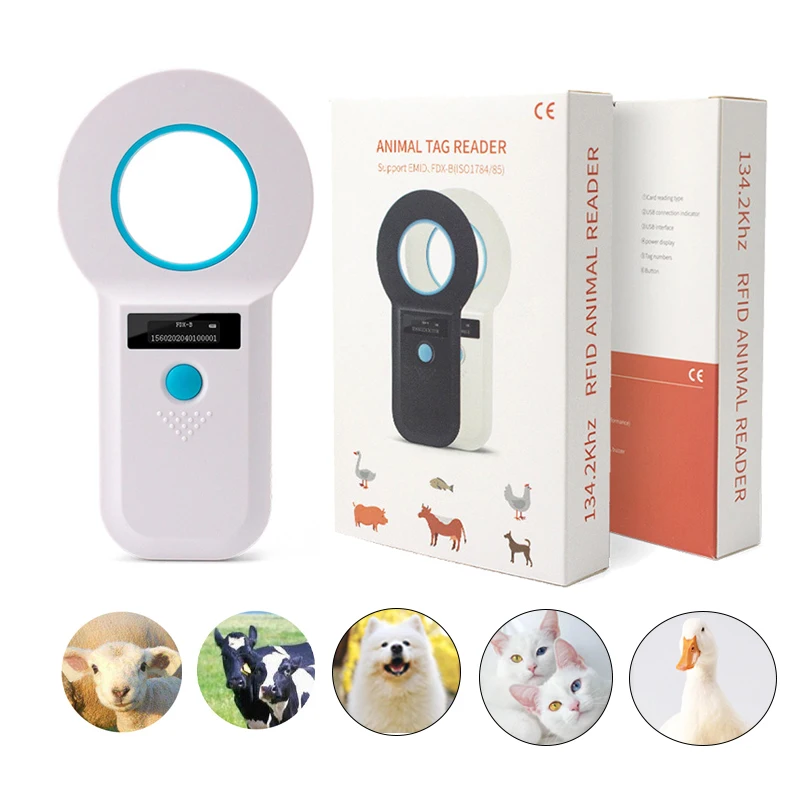 Rechargeable RFID Card ID Reader ISO11784/5 Pet Scanner 134kHz 125kHz Chip Transponder USB 2.0 Microchip Scanner For Animals