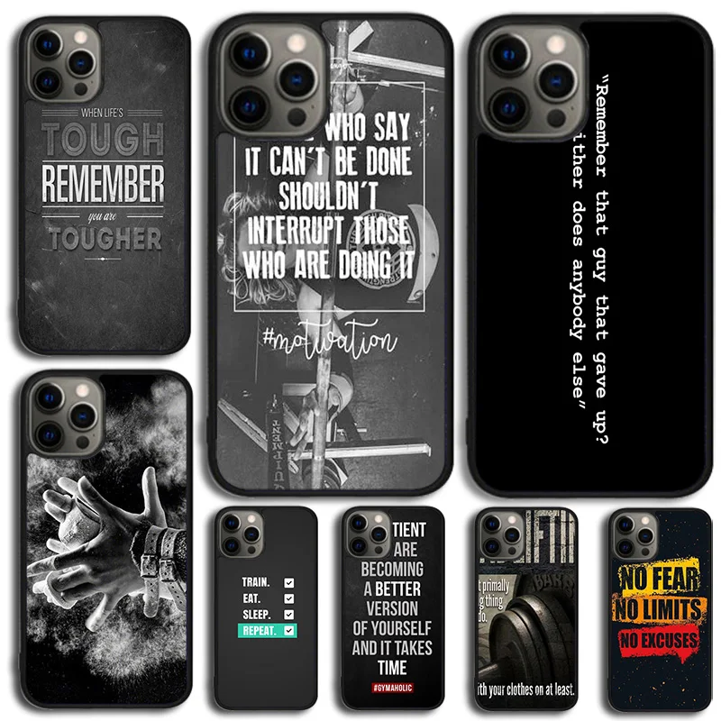 Motivational Gym Inspirational Quotes Phone Case Cover For iPhone 15 16 14 XR XS 11 12 13 Mini Pro MAX Plus