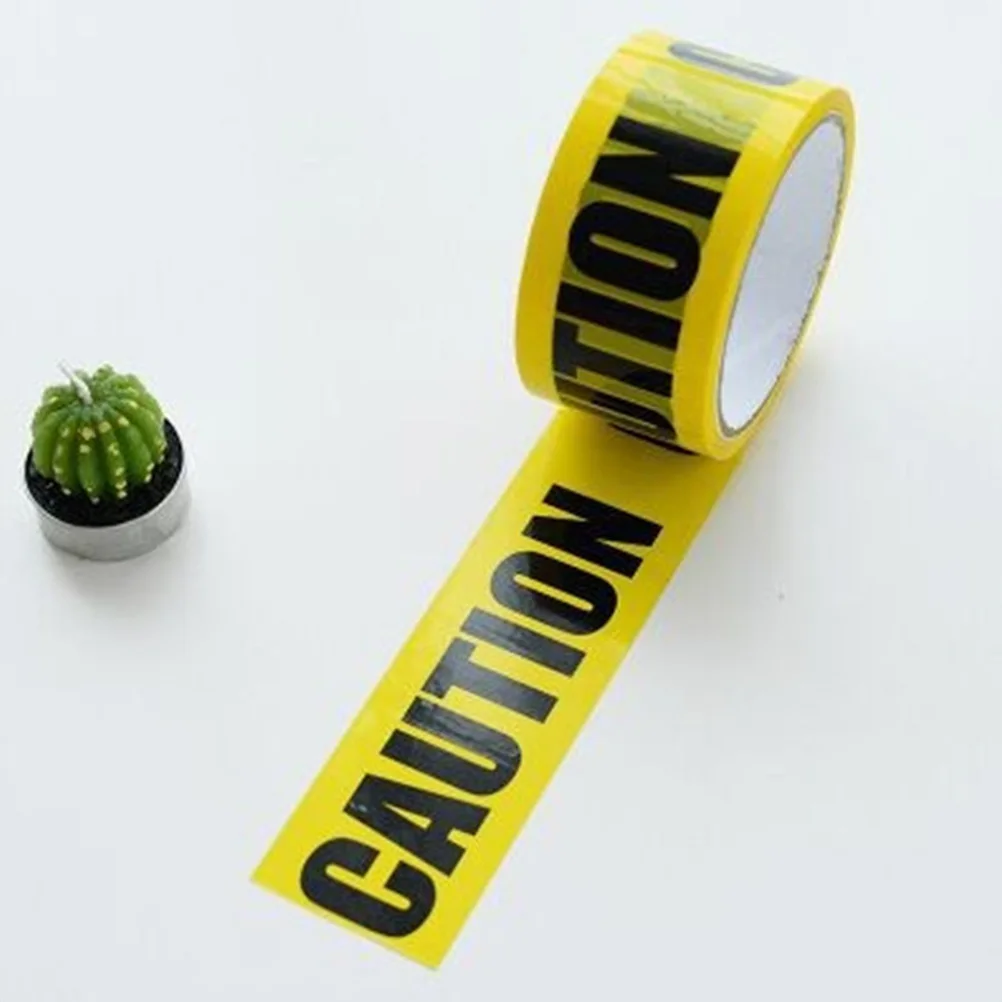 

2 Rolls Yellow Caution Tape Halloween Decorative Warning Sticker Barricade Safety Floor Decals Anti Slip English Letter Sign