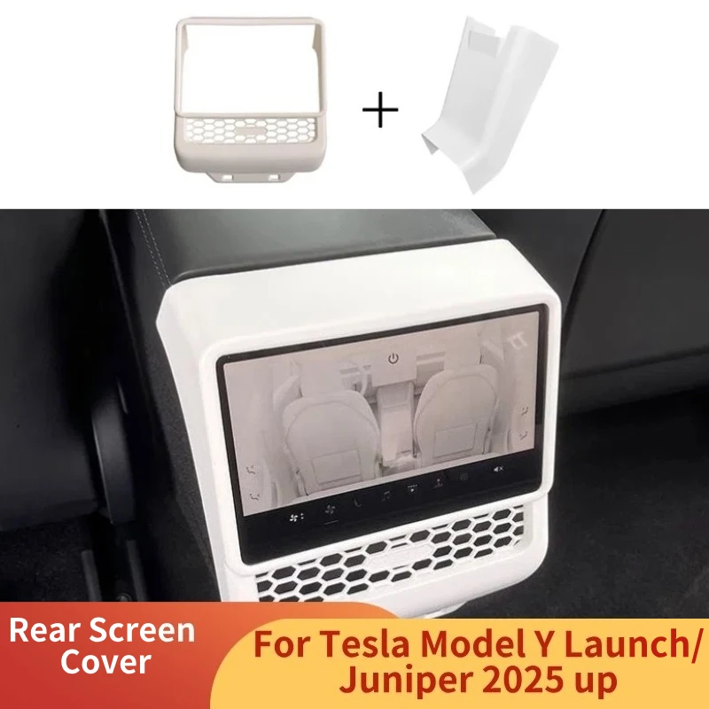 

Rear Screen Cover Protector Frame for Tesla Model Y Juniper Model 3 2025+ Back Air Vent Trim Protective White Car Accessories