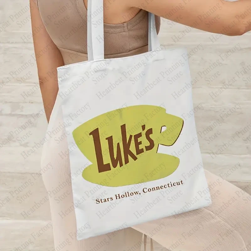 Luke's Stars Hollow CT Print Canvas Tote Bag Girls Merch Shopping Bags Best Gift for Who Love TV Drama Women Foldable Bolsas