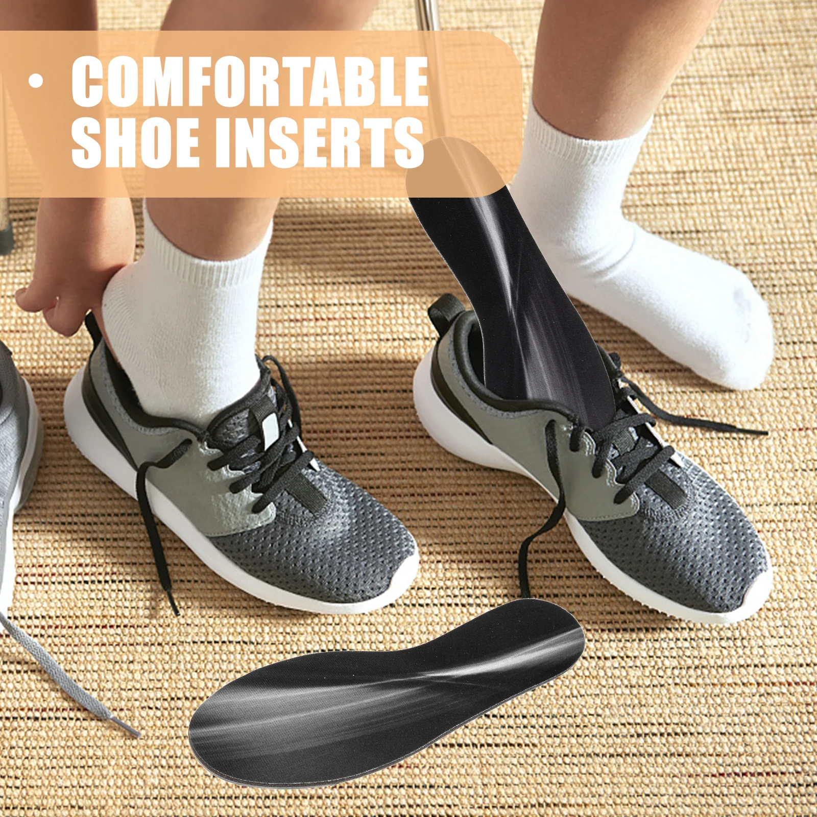 Plantillas de cojín grueso, insertos deportivos reemplazables transpirables, absorbentes de golpes, antideslizantes, aumento de altura, herramientas para el cuidado de los pies, color negro