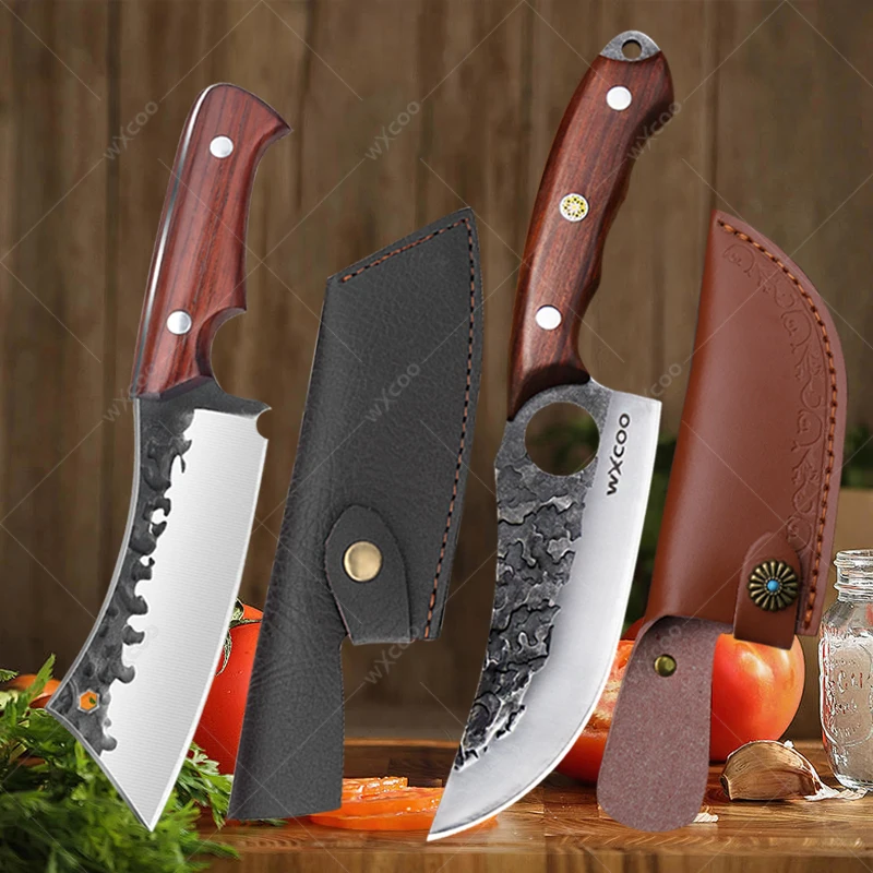 

WXCOO Hammer Forged Slicing Knife Butcher Cleaver Boning Knife Stainless Steel Kitchen Meat Cutting Knife Sharp Barbecue Knives