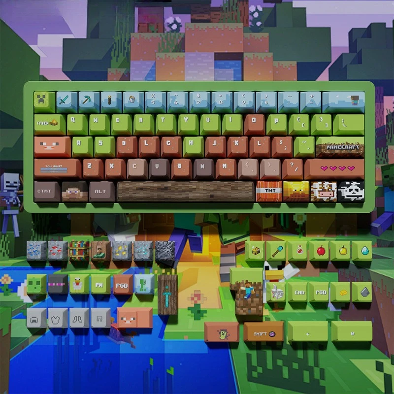

139 шт., колпачок для клавиатуры в пиксельном стиле Minecraft для стрельбы, переключатель с эффектом зала, вишневый колпачок, декоративный магнитный переключатель, подарок на день рождения