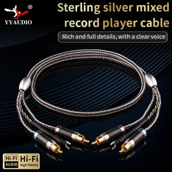 Hi End Audio RCA Cable 16 Strand OCC + Sterling Silver Blended Of LP Vinyl Record Player Amplifier Chassis Gold Plated Connector