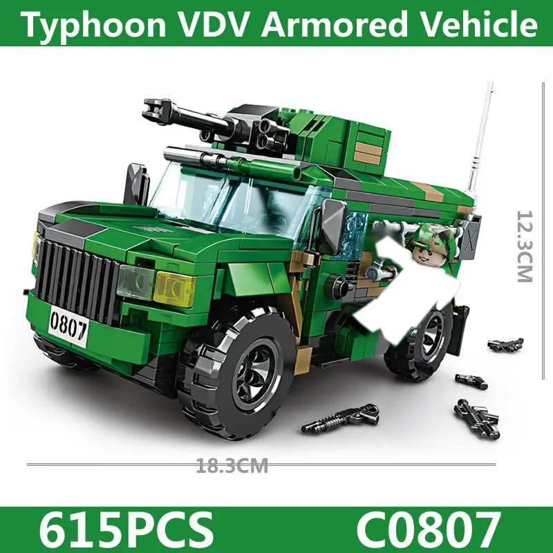 Russia Typhoon VDV Armored Vehicle 615PCS WOMA  Building Blocks Military Bricks Model Kids Toys 615PCS