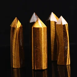 Natural Crystal Point Wand Crystal and Stone Healing Tiger Eye Stone Crystal Pillar Chakra Home Decoration Stone Crafts