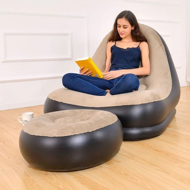 Camping Portable Infaltable Air Sofa Bed Sleeping Lazy Bag Beach Furniture Garden Picnic Inflator Outdoor Folding Mat with Stool AliExpress